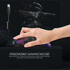 Ant Esports GM320 RGB Wired Gaming Mouse, 12800 DPI Optical Sensor, 8 Programmable Buttons with Rapid Fire, Ergonomic Design, RGB Lighting, Braided Cable, USB Gaming Mouse for PC, Laptop (Black)