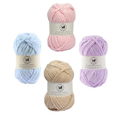 NESTNHAVEN , Plush & Cuddly Sets 2.0 , Chenille Yarn Supersoft Hand Knitting Wool Ball, set of 4 , 400 grams (1 Ball/100 Gram Each) Suitable for Craft, Babywear, Toys , Baby Blankets , 5 Bulky, Shades - NNHS 2.0 (Set 26 baby Pink , lilac , hot pink…