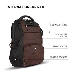 Gear Aspire 3 19"/35L Large Faux Leather Water Resistant Laptop Backpack | Casual Backpack | Daypack | Travel Backpack | College Bag For Men/Women (Brown - Brown)