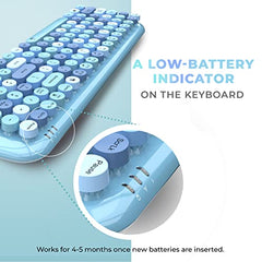 iGear KeyBee Retro Typewriter Inspired 2.4GHz Wireless Keyboard with Mouse Combo for Desktop/Laptop and Devices with USB Support, Single Nano Receiver, Round Keycaps, Cleaning Brush (White) (Green)