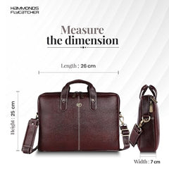 HAMMONDS FLYCATCHER Men Genuine Leather Office Bag - Laptop Bag - Padded Laptop Compartment, Fits 14 Inch Laptop - Adjustable Strap, 1 Year Warranty - Office, Travel, Daily Use - Brushwood, Brown