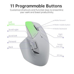 Rapoo MT760L Ergonomic MultiDevice Mouse, Rechargeable, Onboard Memory, Blk