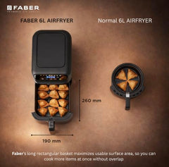 Faber 4L 1350W Digital Air Fryer | Fry, Bake, Roast | 85% Less Oil, 200°C Swirl Heating Technology |10-Preset Menu|Touch Control Interface| Auto Shut-Off |2 Yrs Comprehensive Warranty|Black