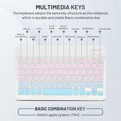 Bluetooth Keyboard and Mouse Combo Rechargeable Portable Wireless Keyboard Mouse Set for Apple iPad iPhone iOS 13 and Above Samsung Tablet Phone Smartphone Android Windows (Gradient White Purple)