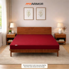 MY ARMOR Waterproof Mattress Protector King Size, 78x72, 6.5x6 feet, Double Bed Protector Sheet Cover, Breathable and Hypoallergenic Ultra Soft Fitted Terry Cotton Feel Fabric, Elastic Skirting, Grey