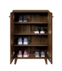 DeckUp Milo Engineered Wood 2-Door Shoe Rack (Walnut, Matte Finish)