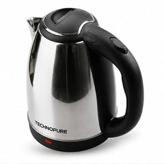 Technopure 1.8L Electric Kettle | 1500 Watt Fast Boiling Stainless Steel Water Boiler | Auto Cut Off | Dry Boil Protection | Cordless 360° Base | Tea, Coffee & Noodles Maker | Silver & Black (TP-010)