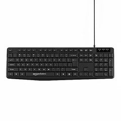 Amazon Basics Wired Keyboard with 104 Keys for Windows, Mac OS Computer