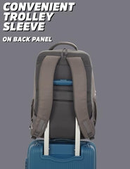 Lavie Sport 45cm Pioneer 24 Litres Laptop Backpack with Trolley Sleeve For Men & Women|Vegan Leather|Office Travel Backpack|Front organizer|Bottle Holder|Fits upto 14" Laptop