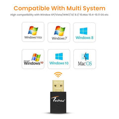 Techie USB Wi-Fi Adapter 600Mbps with Bluetooth 4.2 Dual Band USB 2.0