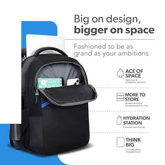 American Tourister Dolph+ 01 | 33L Backpack | 17" Laptop Bag | 3 Compartments | College & Office Backpack for Men and Women | Black | 1 Year Global Warranty
