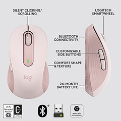 Logitech Signature M650 Wireless Mouse - for Small to Medium Sized Hands, 2-Year Battery, Silent Clicks, Customisable Side Buttons, Bluetooth -Graphite