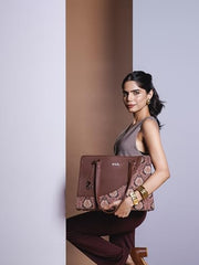 ZOUK Office Essential Bag | Jute | Vegan Leather Handcrafted Tote Bag With Double Handle Shoulder Strap | Bristel