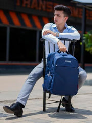 Cosmus Atomic Dx 3 Compartment Large Laptop Bag Black Navy Blue Polyester Laptop Backpack