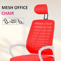 Casa Copenhagen Mesh Mid Back Office/Study/Computer/Revolving/Desk Chair for Work from Home -Metal Base, Height Adjustable Seat - Grey Milange & Black Handle