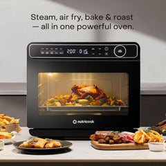 Nutricook Steami X 24L Black (Steam + Air Fryer Oven) with 10-in-1 functions like Steam Cook, Steam Roast, Air Fry, Bake, Sterilize & more. Steam + Convection technology, 2200W power, 2-year warranty