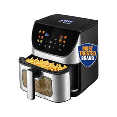 KENT Digital Air Fryer 5L | 1400W | Bake, Grill & Roast | Up to 80% Less Oil Usage | 8 Preset Menu | Rapid Heat Circulation | Digital Display & Touch Control Panel | Glass Window with in built Light