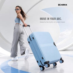 HRX Parabola 3-Piece Luggage Set Intergallcatic Grey Polypropylene Hard Shell Suitcase Set - Premium Travel Trolley Bags with 8 Spinner Wheels, Number Lock & Water Resistant Body