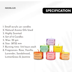 Indoblaze Aroma Candles Gift Set | 6 Fragrances Aroma Candle | Scented Candles Set | Perfect for Gifting (Pack of 12)