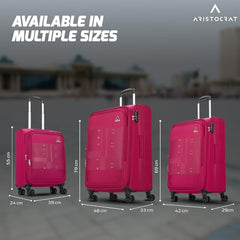 Aristocrat Duralite Set of 3 Soft Case (S+M+L) Trolley Bags, Red | 8-Wheels, Spacious, Zipper Expander, Front Pocket, Polyester Case, Combination Lock, Travel Luggage, 3-Year Global Warranty