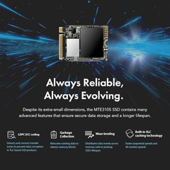 Transcend M.2 NVMe SSD 512MB 2230 PCIe Gen4x4 Max Read: 3,300MB/s Max Write: 1,700MB/s M Key TS512GMTE310S