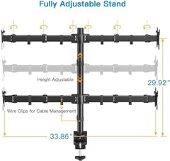 Gitru Quad Monitor Desk Mount, Free Stand for 4 Screens 14-27 Inch, VESA 75x75mm, 100x100mm, C Clamp Type