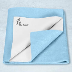 R for Rabbit Waterproof Quick Dry Sheet for Baby | Anti-Piling Fleece Breatheable Fabric Extra Absorbent Instant Dry Baby Bed/Cot Protector Mat (Size-S,Green-Grey,Pack of 2 Combo)