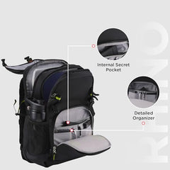 HARISSONS RHINO Laptop Backpack | 30L | Fits 15.6” Laptop | 420D PU-Coated Polyester & Vegan Leather | Office, Commute & Travel | Laptop Protection, Trolley Sleeve, Organizer (Grey)