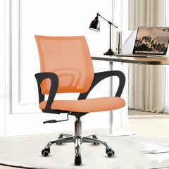 Casa Copenhagen Mesh Mid Back Office/Study/Computer/Revolving/Desk Chair for Work from Home -Metal Base, Height Adjustable Seat - Grey Milange & Black Handle