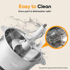 Electric Kitchen Chopper with 3 Attachments, 2L Stainless Steel Bowl, 300W Food Processor, Meat Mincer, Vegetable Cutter, Garlic Peeler, Egg Whisk, Carrot Grater for Home Kitchen