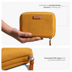 DailyObjects Leather Travel Electronic Accessories Storage Bag | Portable Gadget Organizer Case | Tech Kit Pouch for Cables, Drives, Chargers, Adapters, Power Banks | Charger Wire Organiser - Yellow