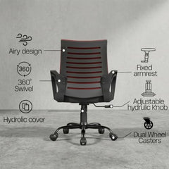 CELLBELL Desire C104 Mesh Mid Back Chair | Ergonomic Office, Study, Revolving, Computer Chair for Work from Home Heavy Duty Metal Base, Seat Height Adjustable (Black)