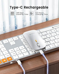 ProtoArc Backlit Bluetooth Keyboard Mouse for Mac, KM100-A Ultra Slim Wireless Keyboard Mouse for Mac, Rechargeable, Multi-Device for MacBook Pro, MacBook Air, iMac, iPhone, iPad, Space Gray