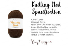 Craft Affair | Knitting Nest Acrylic Yarn (200 Meter, 100 Grams, 2mm) / Woolen Yarn/Acrylic Yarn for Knitting and Crocheting-Olive