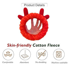 MOMISY Spa Headband for Women, Washable Facial Band, Elastic Hair Band, Makeup Wrap (Red)