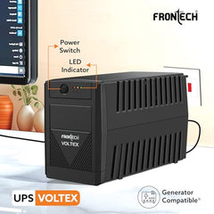 FRONTECH UPS Force Static Converter - 600VA/360W | 12V/7Ah Lead Acid Battery, Maintenance Free Battery, LED Indicator, Power Backup & Protection for Home/Office PC and Desktop (2569 - Black)