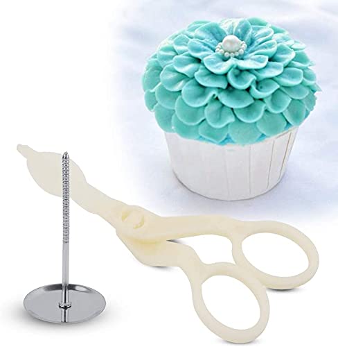 SYGA Cake Flower Nail and Scissor-Flower Lifters Set Icing Modeling Decorating Tool Safety Nail Piping Flower Scissors for Decor Baking Tools, Fondant Cake, Pastry, Restaurant Dessert Shop - 2 Pcs