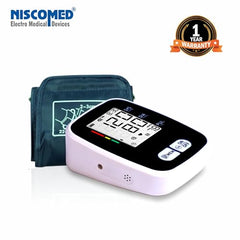 NISCOMED PW-221 Digital LCD Display BP Check Machine For Home | Fully Automatic Upper Arm Style BP Monitor | With USB Cable & AAA Battery | Memory 99 x 2 Users With Digital Thermometer