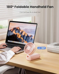 Gaiatop Powerful Hand Fan, Portable Personal Fan Handheld Fan, 3 Speed Foldable Desk Fan with Digital Display, 2000mAh USB Rechargeable Fan for Indoor Outdoor