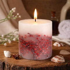 Goyoham | Berry Blush Botanical Candle, 70 Hour Burn Time | Large - 4 x 4 Inch, 750g, Unscented | Handcrafted with Natural Botanicals, Lead-Free Wick |