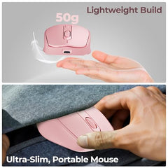 Foxin Flow Wireless Mouse with Rechargeable Battery, Bluetooth & 2.4 Ghz Dual Connectivity, 4 Buttons, Upto 1600 DPI, Type-C Charging | Ergonomic Office Mouse for Laptop, MacBook, PC | Green