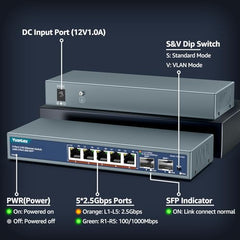 YuanLey 18 Port 2.5G PoE Switch Unmanaged, 16 x 2.5G Base-T PoE Ports, 2 x 10G RJ45 UpLink, IEEE802.3af/at, 250W, Compatible with 100/1000/2500Mbps, Metal Case, 2.5Gbe Network Switch