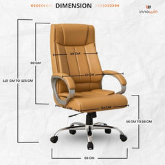 INNOWIN Profit High Back Orthopedic Boss Chair with 3 Year Limited Warranty | Leatherette Office Chair | Ergonomic Executive Chair with Spacious Cushioned Seat | Heavy Duty Metal Base | Grey