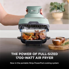 Ninja Crispi 1700W CleanCrisp Glass Air Fryer | 1.4L & 3.8L containers, Microwave, Freezer and PFAS Safe, Non-Toxic Glass Portable Cooking System with 2 year Warranty