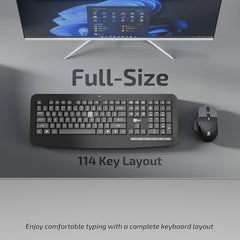iBall ClickSet S450 Wireless Keyboard & Mouse Combo, 104-Key Full Size Keyboard, 12 Media Keys, Retractable Stand, ₹ Key, UV Coated Keys, Mobile Slot, 1200 DPI Mouse, 3 Buttons, High Precision