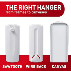 3M Command Sawtooth Picture Hangers, Photo frame Hooks, Holds 1.8 kg, No Paint Damage, Holds Strongly, Reusable, Adhesive hooks for wall, Multi-surface (White, 4 hooks, 6 strips)