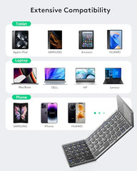 Samsers Foldable Bluetooth Keyboard with Touchpad, Ultra Slim Compact,Black