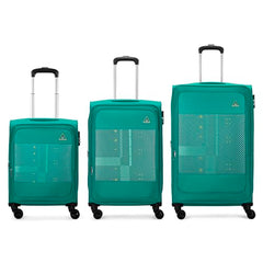 Aristocrat Duralite Set of 3 Soft Case (S+M+L) Trolley Bags, Red | 8-Wheels, Spacious, Zipper Expander, Front Pocket, Polyester Case, Combination Lock, Travel Luggage, 3-Year Global Warranty