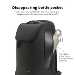 MOKOBARA Transit Backpack | Fits Laptop Up To 16 Inch, 30L Capacity, Water-Resistant Polyester, Vegan Leather Trims | Money Moves, Black