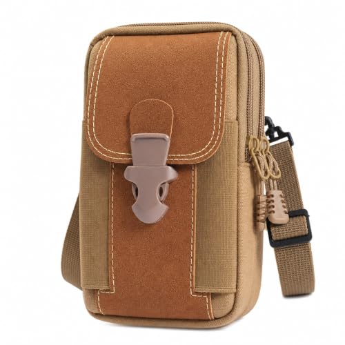 1-Piece Phone Bag for Men, Khaki Waist Pack | Mobile Pouch for Daily Casual Outings, Hands-Free Phone Carrying Accessory